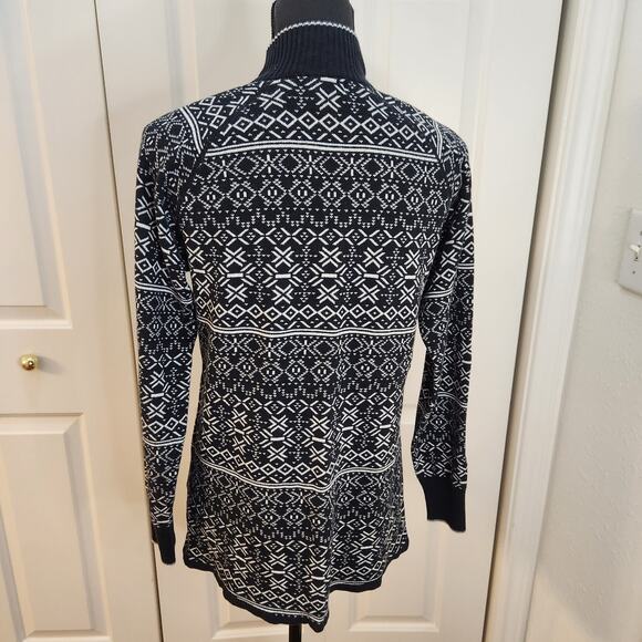 Eddie Bauer Women's Large 1/2 Zip Pullover Mock Neck Sweater White and Black - Picture 4 of 10